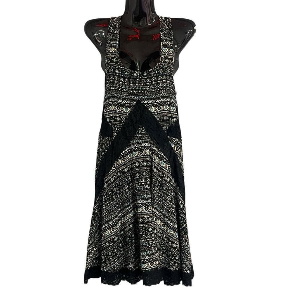 Cactus Clover Aztec Print Razor Back Dress With Tie Oversized Sz XS Beach‎ Cover